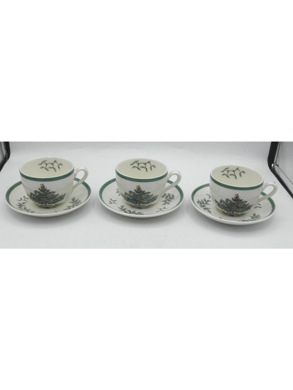Christmas Tree by Spode Flat Cup & Saucer Set of 3 Pattern: SP CHT England
